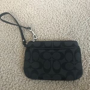 Black Coach monogram wristlet